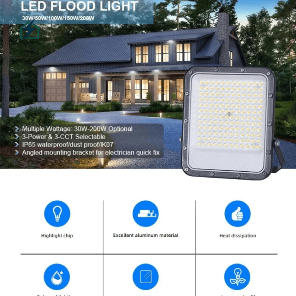 100W COB LED Floodlight – High Bright Outdoor Security Light