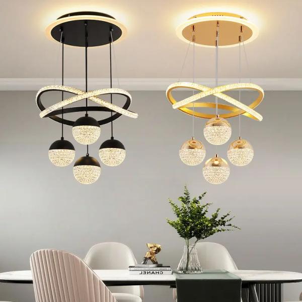 Nordic LED Ring Chandelier HQ9209 – Modern Crystal Ceiling Light