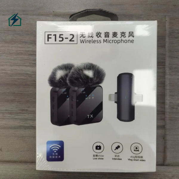 F15-2 Wireless Dual Lavalier Microphone – Clear Audio for TikTok, YouTube, Vlogging Ghana