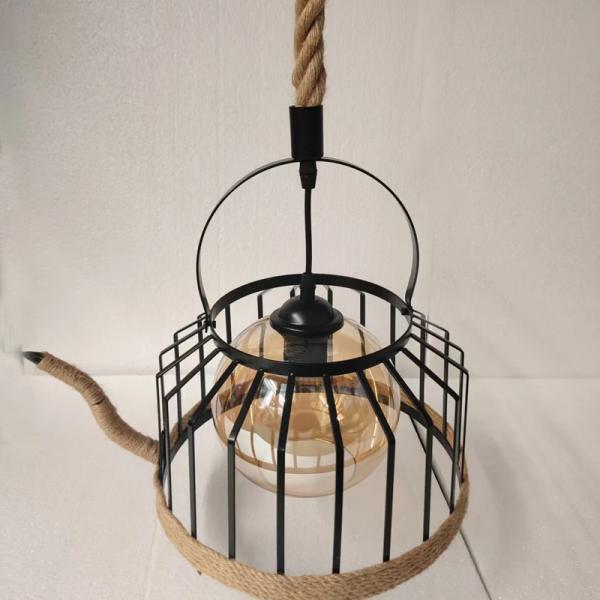 Retro Hemp Rope & Metal Pendant Lamp – Industrial Hanging Light Ghana
