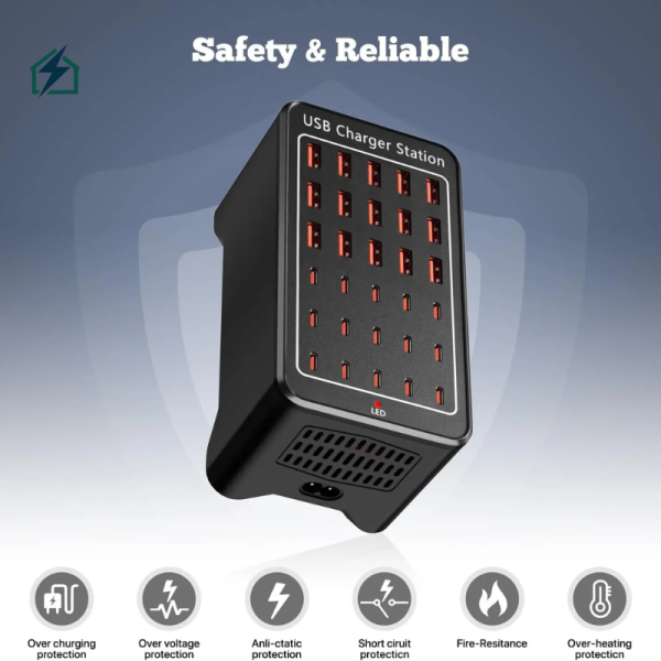 ilepo W-407 150W USB-C Charging Station – 30-Port Fast Charger Ghana