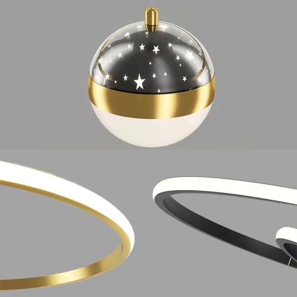 3-Ring Gold LED Chandelier – Modern Ceiling Pendant Light