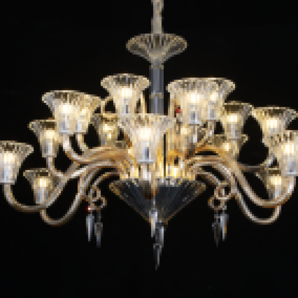 HQ9189 Amber & Clear Chandelier 18 Light – Luxury Ceiling Light Ghana