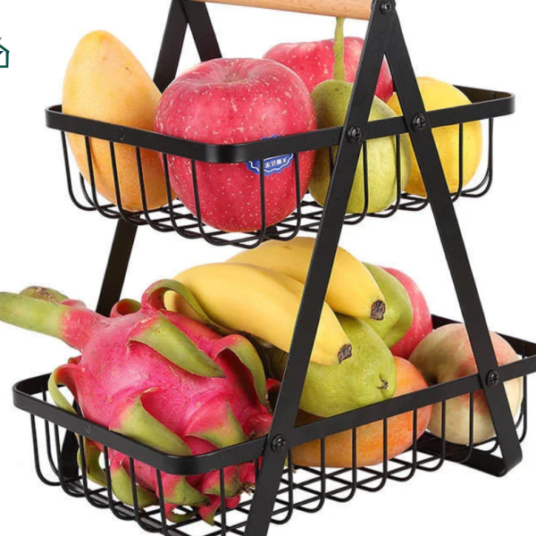 Modern Iron 3-Tier Hanging Fruit Basket – Space-Saving Kitchen Rack