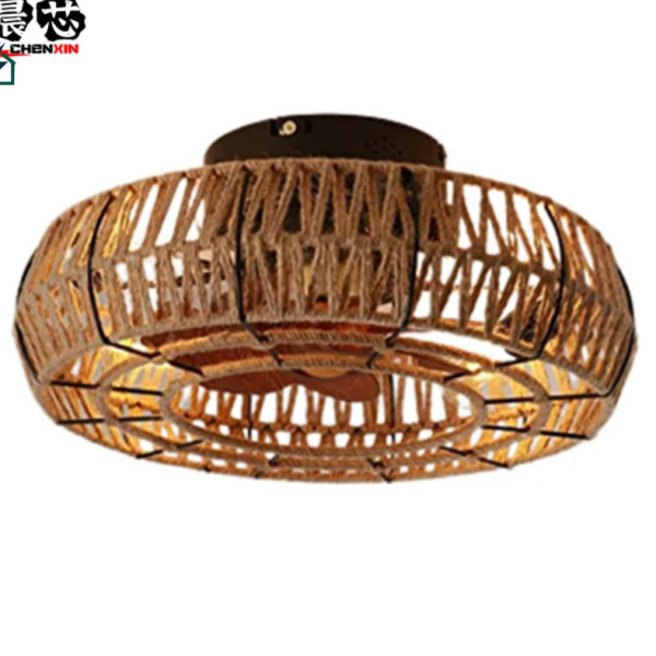 19″ Rattan Ceiling Fan Light – 6-Speed Remote Control & Stylish Cooling