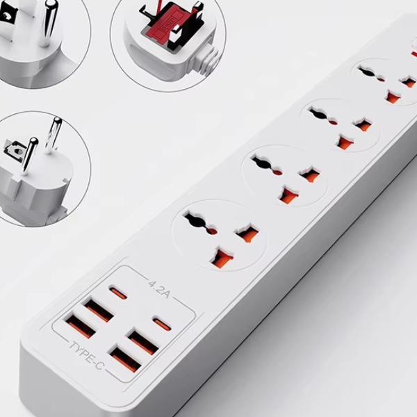 UK 3 Pin Extension socket – Strong Appliance Power Plug (Black/White)
