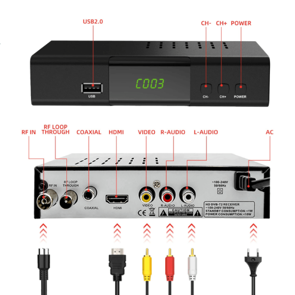 DVB T2 Full HD WiFi Set Top Box – 1080P Digital TV Decoder with WiFi & YouTube in Ghana