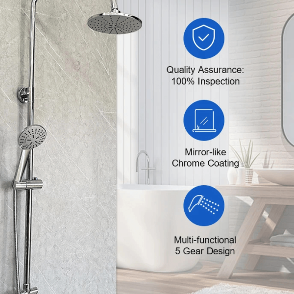Adjustable Rainfall Shower Set – Luxury Hot & Cold Bathroom Shower System for Homes, Hotels & Apartments Ghana