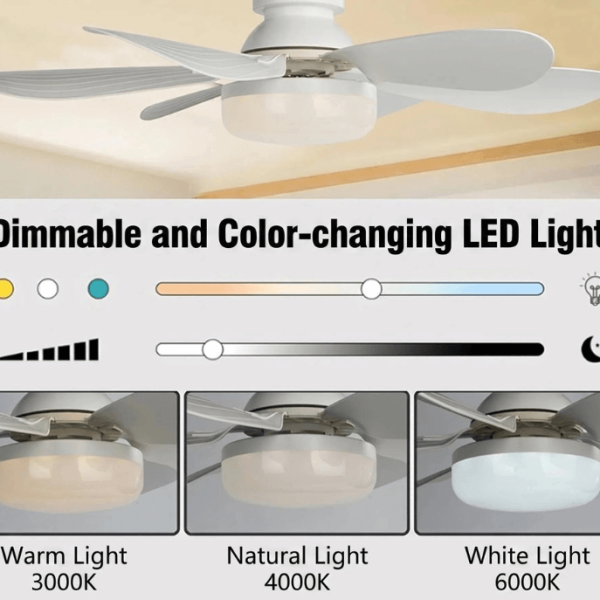 SUIMING Smart Remote E27 Screw Fan Light – 2-in-1 Ceiling Fan & Dimmable LED Light Ghana