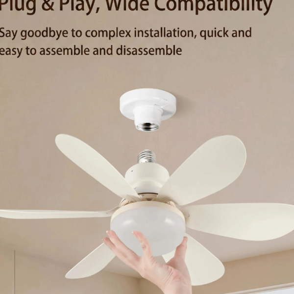 SUIMING Smart Remote E27 Screw Fan Light – 2-in-1 Ceiling Fan & Dimmable LED Light Ghana
