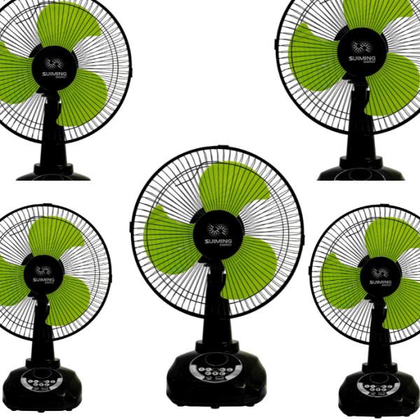 SUIMING Solar Rechargeable Table Fan – 12 Inch Fan with LED Light & USB Phone Charging Ghana