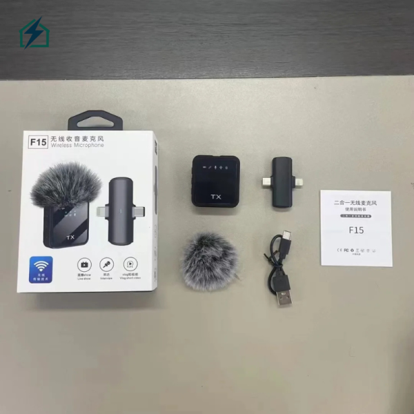 F15-2 Wireless Dual Lavalier Microphone – Clear Audio for TikTok, YouTube, Vlogging Ghana