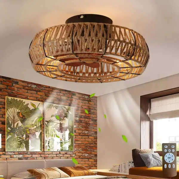 19″ Rattan Ceiling Fan Light Ghana – 6-Speed Remote Control Decorative Ceiling Fan