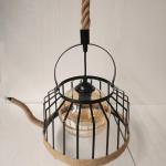 Retro Hemp Rope & Metal Pendant Lamp – Industrial Hanging Light Ghana