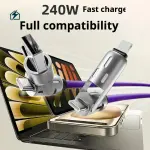 3-in-1 Fast Charging Flat Cable – Lightning, USB-C & Micro USB Charging Cable for iPhone & Android | Ghana
