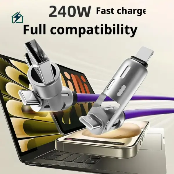 3-in-1 Fast Charging Flat Cable – Lightning, USB-C & Micro USB Charging Cable for iPhone & Android | Ghana