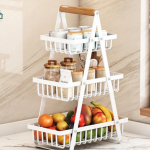 Modern Iron 3-Tier Hanging Fruit Basket – Space-Saving Kitchen Rack
