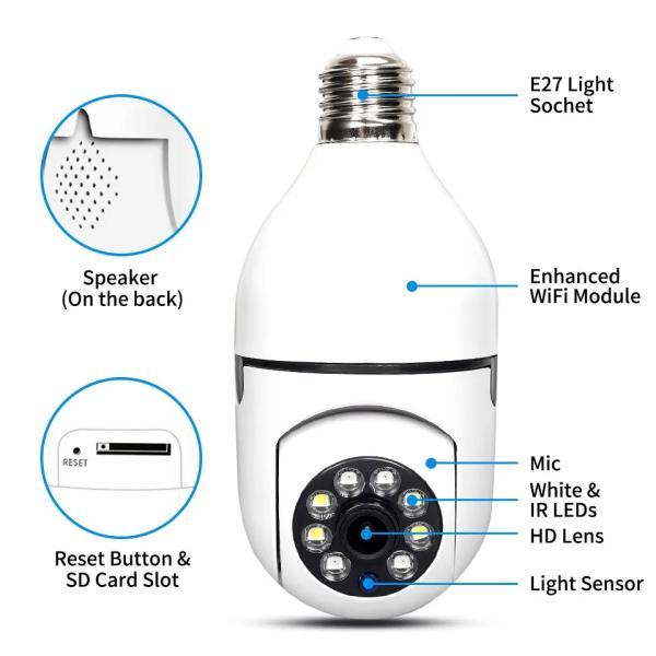 E27 WiFi Bulb Security Camera 360° – Ghana