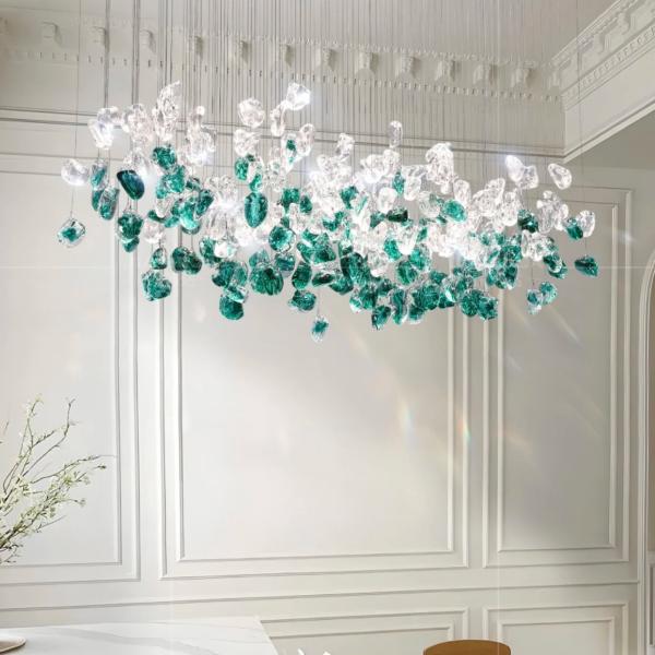 Luxury Color Crystal Stone Drop Chandelier – Hotel & Villa Lighting Ghana