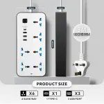 6-Outlet Electrical Extension Socket with USB Ports – Heavy Duty Power Strip for Homes & Offices Ghana