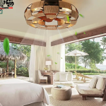 19″ Rattan Ceiling Fan Light – 6-Speed Remote Control & Stylish Cooling
