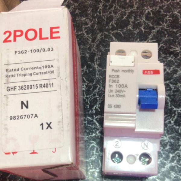 ABB 2 Pole Circuit Breaker 100A 30mA – Reliable Power Protection Ghana