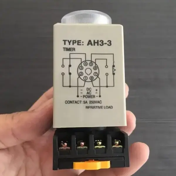 AC 220V AH3-3 Delay Timer Relay – 0–60 Seconds/Minutes Time Relay with Socket Base