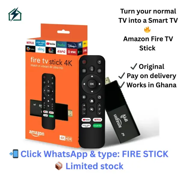 Amazon Fire TV Stick with Alexa Voice Remote – Smart Streaming Device for Any TV in Ghana