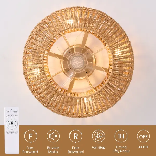 Ceiling Fan with Chandelier Light & Remote Ghana – Bladeless Woven Cage Ceiling Fan