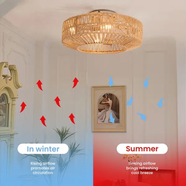 Ceiling Fan with Chandelier Light & Remote Ghana – Bladeless Woven Cage Ceiling Fan