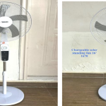 Bray Solar Rechargeable Standing Fan with LED Light & Remote