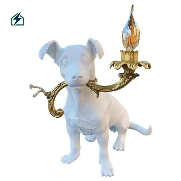 Dog Resin Statue Table Lamp Ghana – Luxury Decorative Bedside LED Lamp