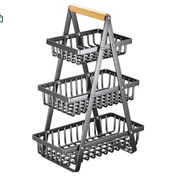 Modern Iron 3-Tier Hanging Fruit Basket – Space-Saving Kitchen Rack