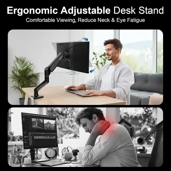 Gas Spring Monitor Arm Desk Mount 17–32 Inch – Adjustable Aluminum Monitor Stand Ghana