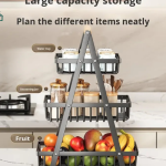 Modern Iron 3-Tier Hanging Fruit Basket – Space-Saving Kitchen Rack