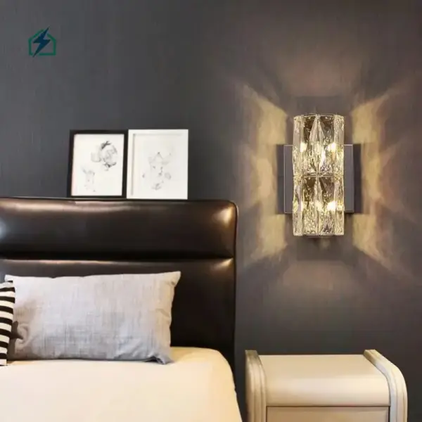 Modern Crystal Wall Lamp – Chrome Luxury Wall Light for Homes & Hotels in Ghana