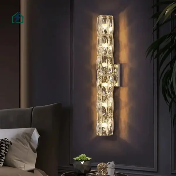 Modern Crystal Wall Lamp – Chrome Luxury Wall Light for Homes & Hotels in Ghana
