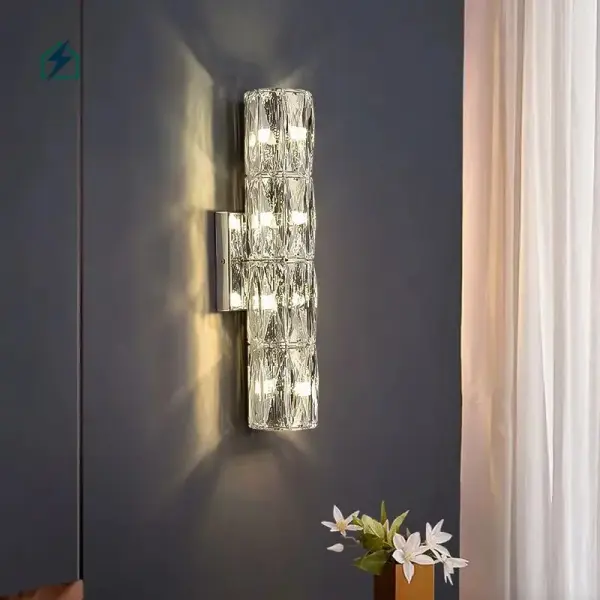 Modern Crystal Wall Lamp – Chrome Luxury Wall Light for Homes & Hotels in Ghana