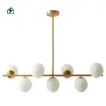 Modern Gold Multi-Head Milky White Glass Ball Chandelier Pendant Light for Ghana