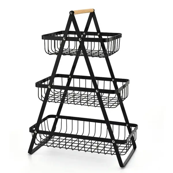Modern Iron 3-Tier Hanging Fruit Basket Ghana – Space-Saving Kitchen Storage Rack