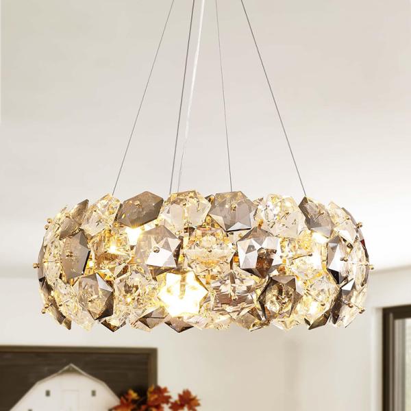 Modern LED Crystal Chandelier – Gold Luxury Ceiling Light Ghana