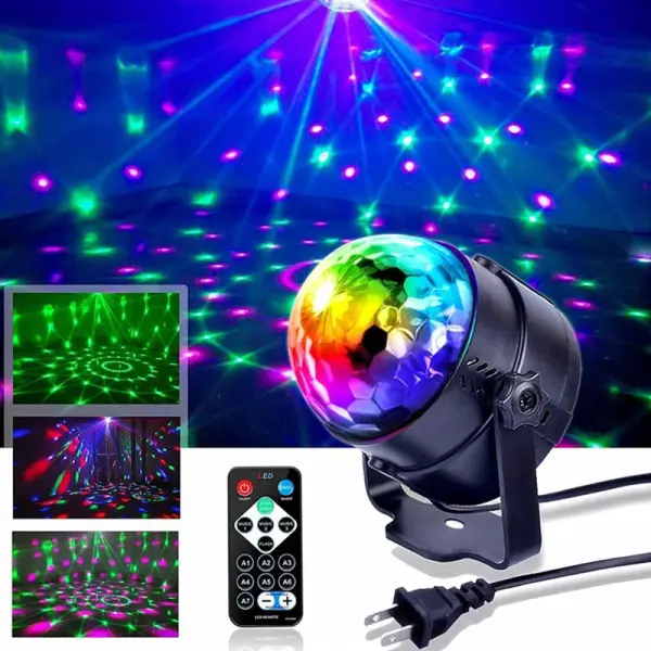 RGB Crystal Magic Ball LED Projection Light – Sound Activated DJ & Party Light
