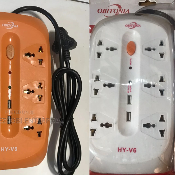 6 Way Power Extension Socket with 2 USB Ports – Multi Plug Charging Power Strip Ghana