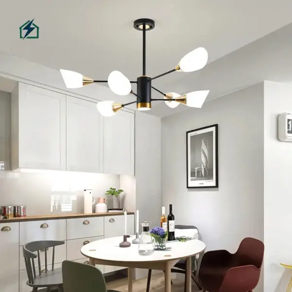 Luxury Modern Glass & Iron Chandelier Pendant Light – Elegant LED Ceiling Light for Living Room, Dining Room & Restaurant