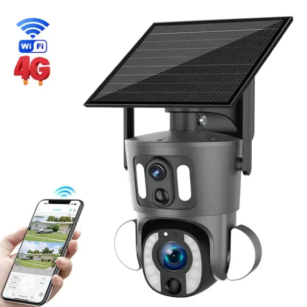 Solar Dual-Lens Outdoor Security Camera with Night Vision  for Homes & Businesses in Ghana