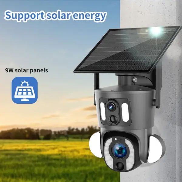 Solar Dual-Lens Outdoor Security Camera with Night Vision  for Homes & Businesses in Ghana