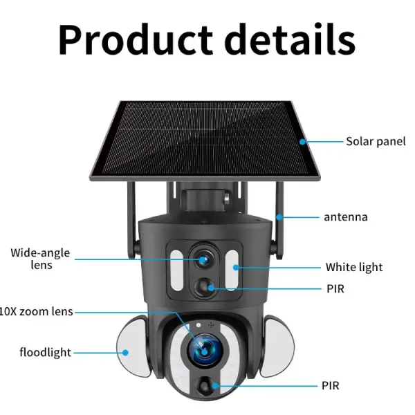 Solar Dual-Lens Outdoor Security Camera with Night Vision  for Homes & Businesses in Ghana