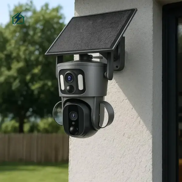 Solar Dual-Lens Outdoor Security Camera with Night Vision & Two-Way Audio – Wireless CCTV Camera for Homes & Businesses in Ghana