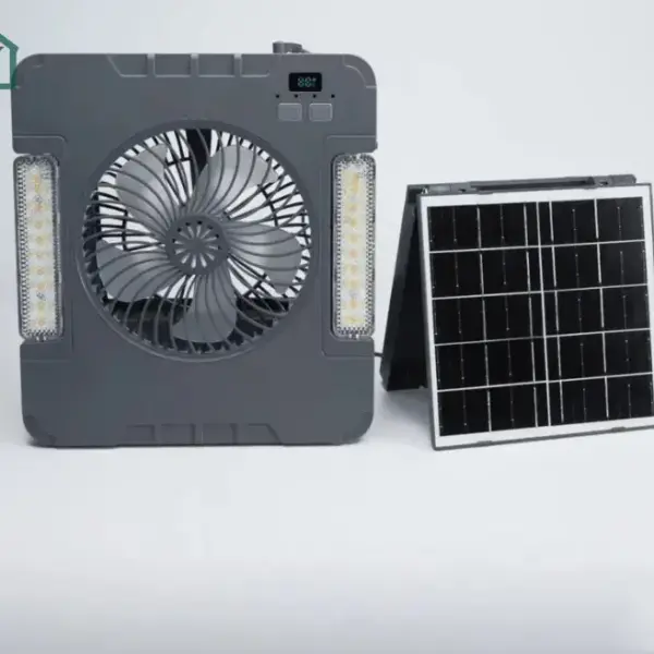 SUIMING Portable Solar Fan Light Kit – 6000mAh Rechargeable Fan, LED Light & Power Bank