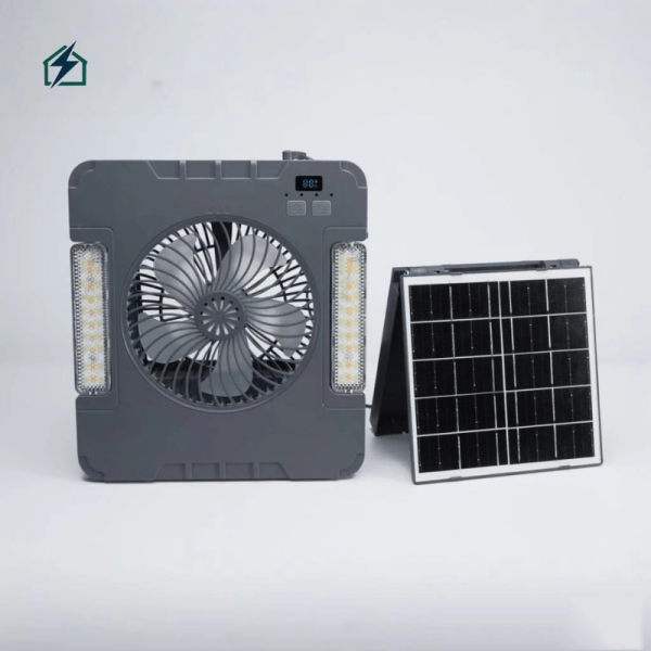 SUIMING Portable Solar Fan Light Kit – 6000mAh Rechargeable Fan, LED Light & Power Bank